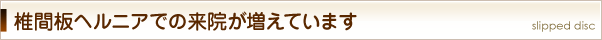 椎間板ヘルニアでの来院が増えています